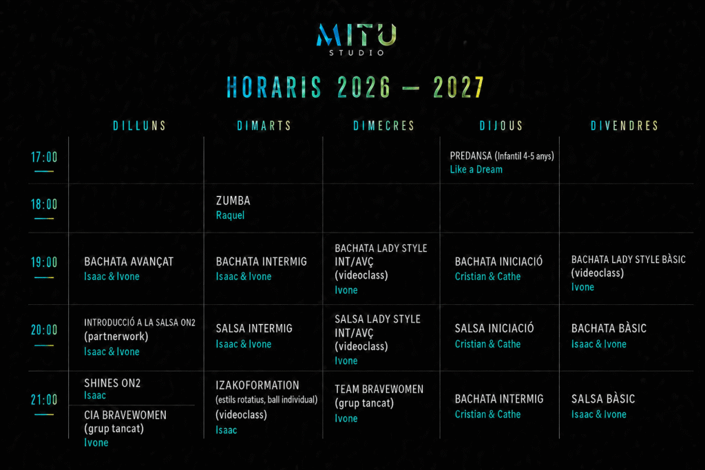 Horarios MITU Studio